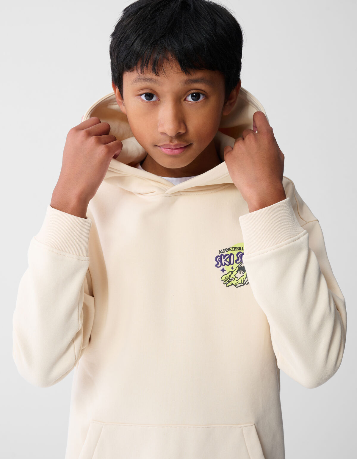 Squad Artwork Hoodie Beige SHOEBY BOYS