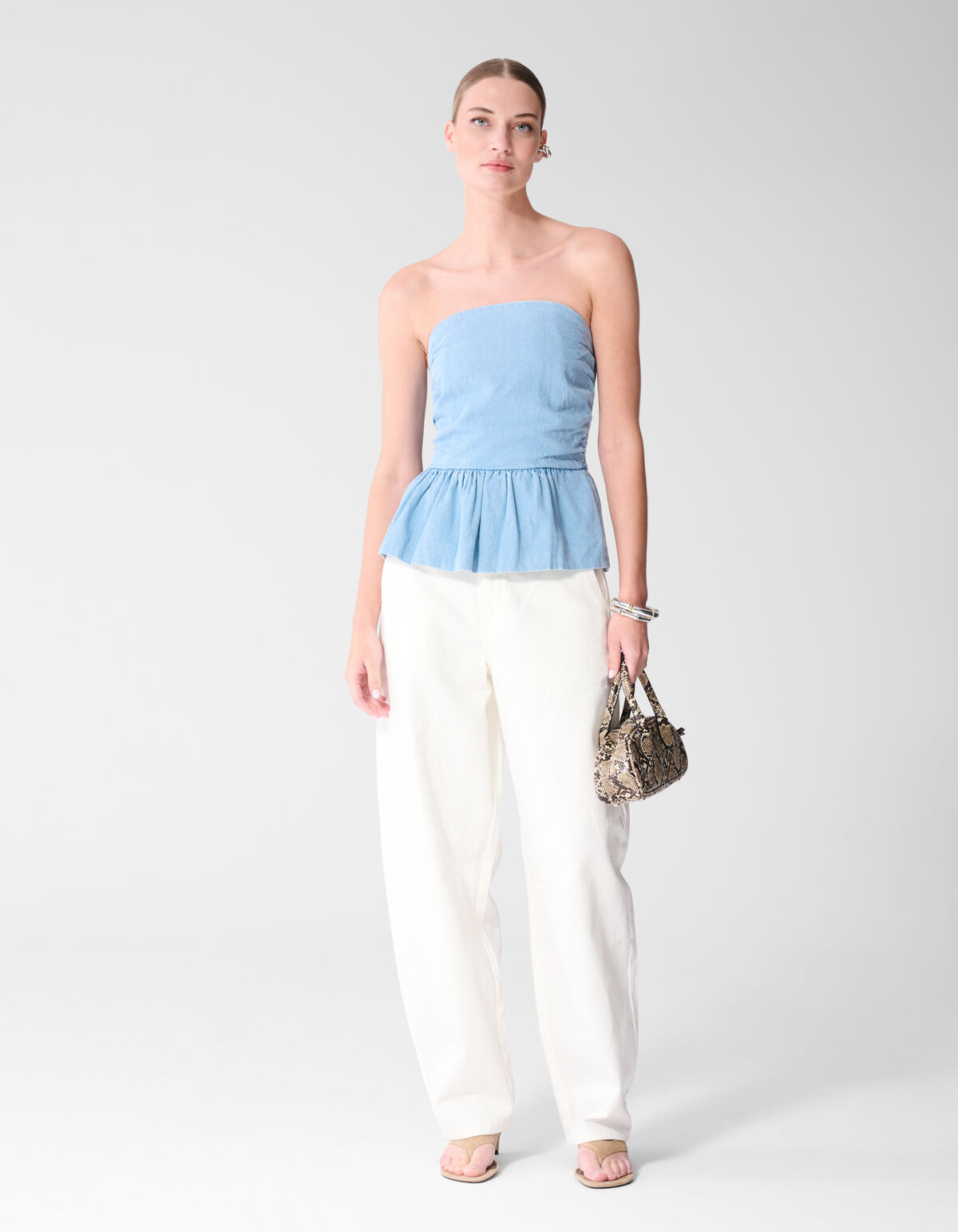 Strapless Denim Top Blauw SHOEBY WOMEN