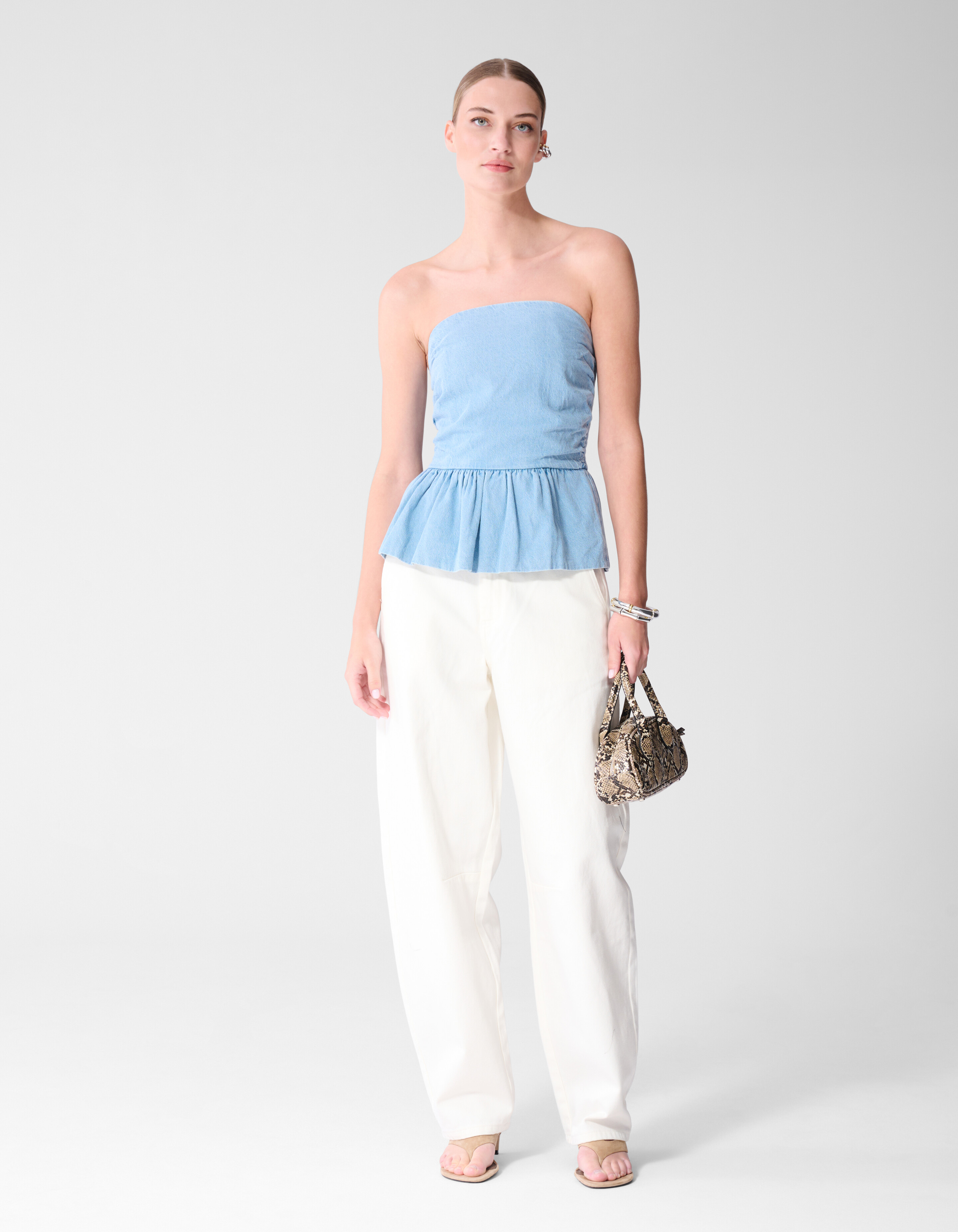 Strapless Denim Top Blauw SHOEBY WOMEN