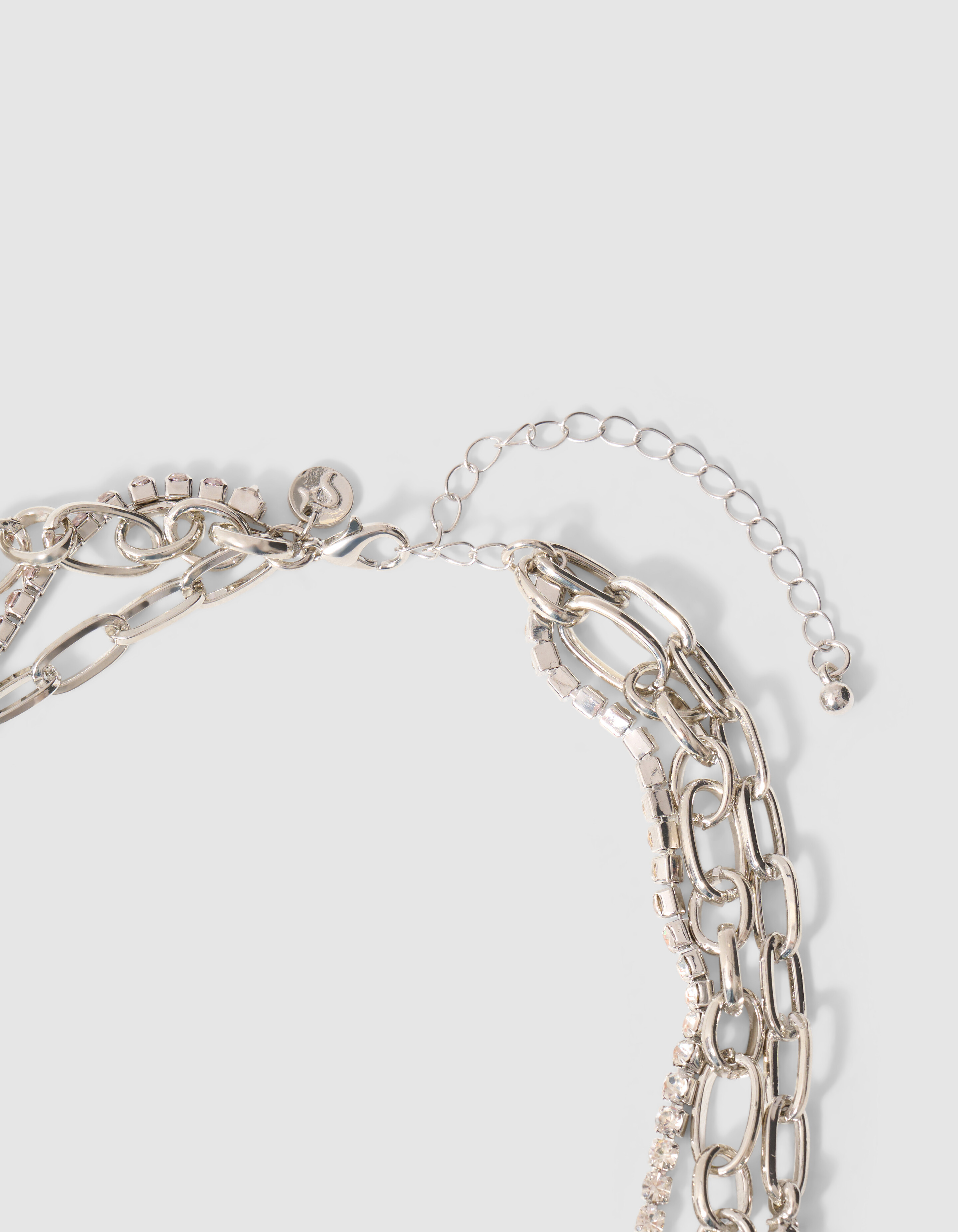 Triple Layer Strass Ketting Zilver SHOEBY ACCESSOIRES