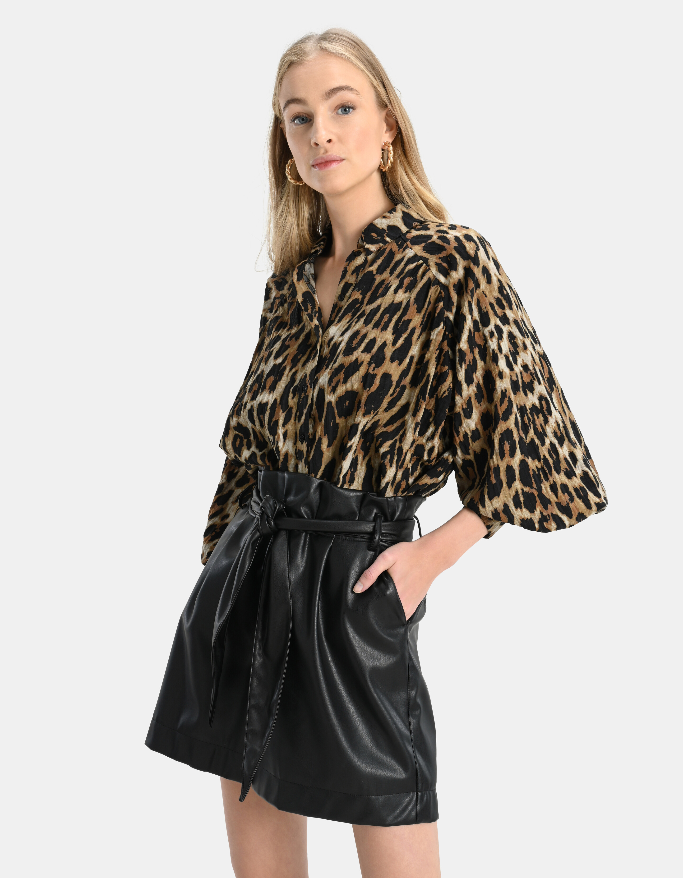 Leopard Print Blouse Bruin SHOEBY WOMEN