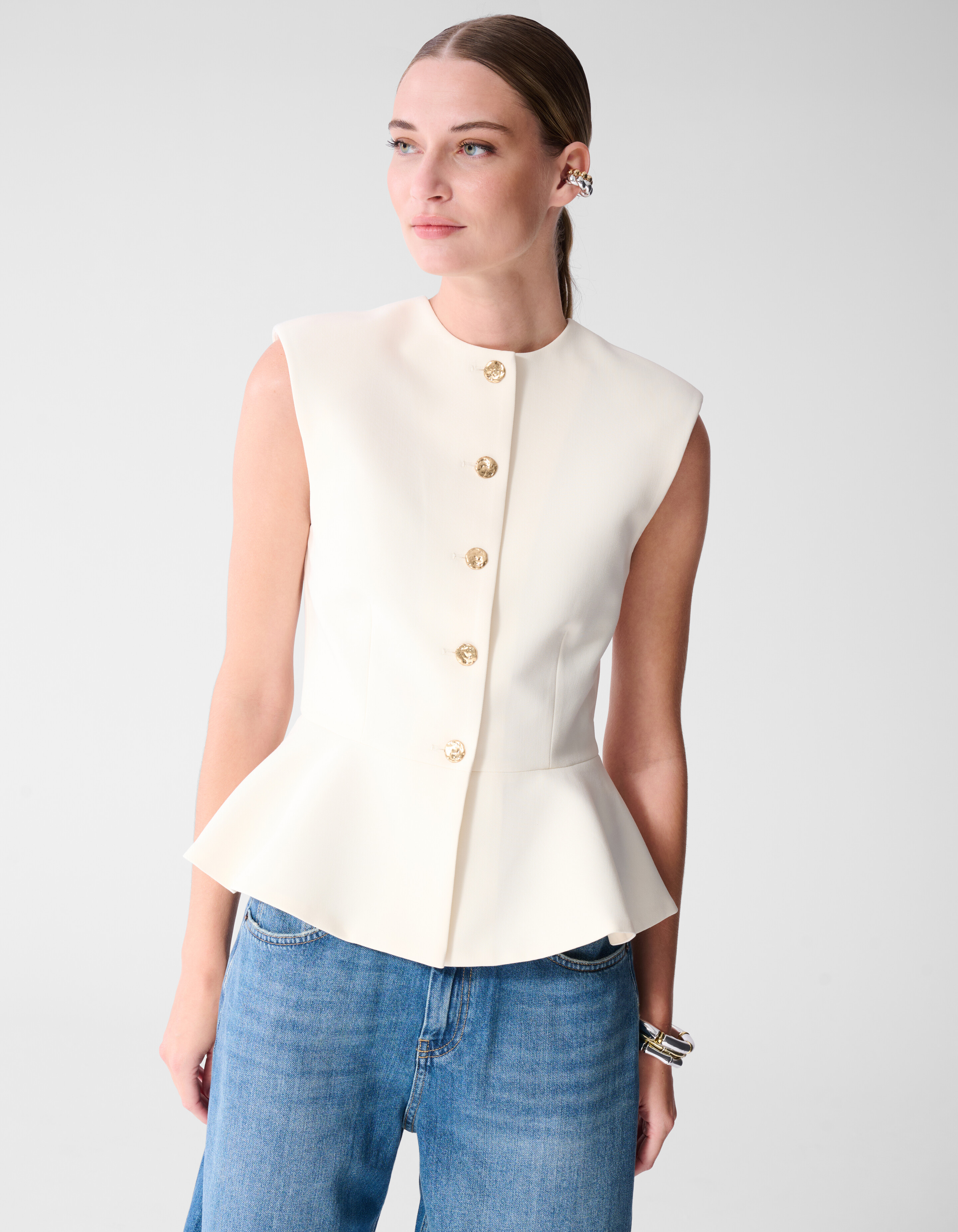 Peplum Gilet Wit SHOEBY WOMEN