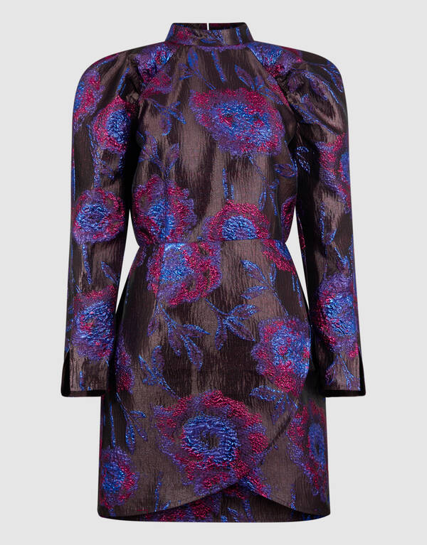 Jacquard Mini Jurk Paars/Zwart SHOEBY WOMEN