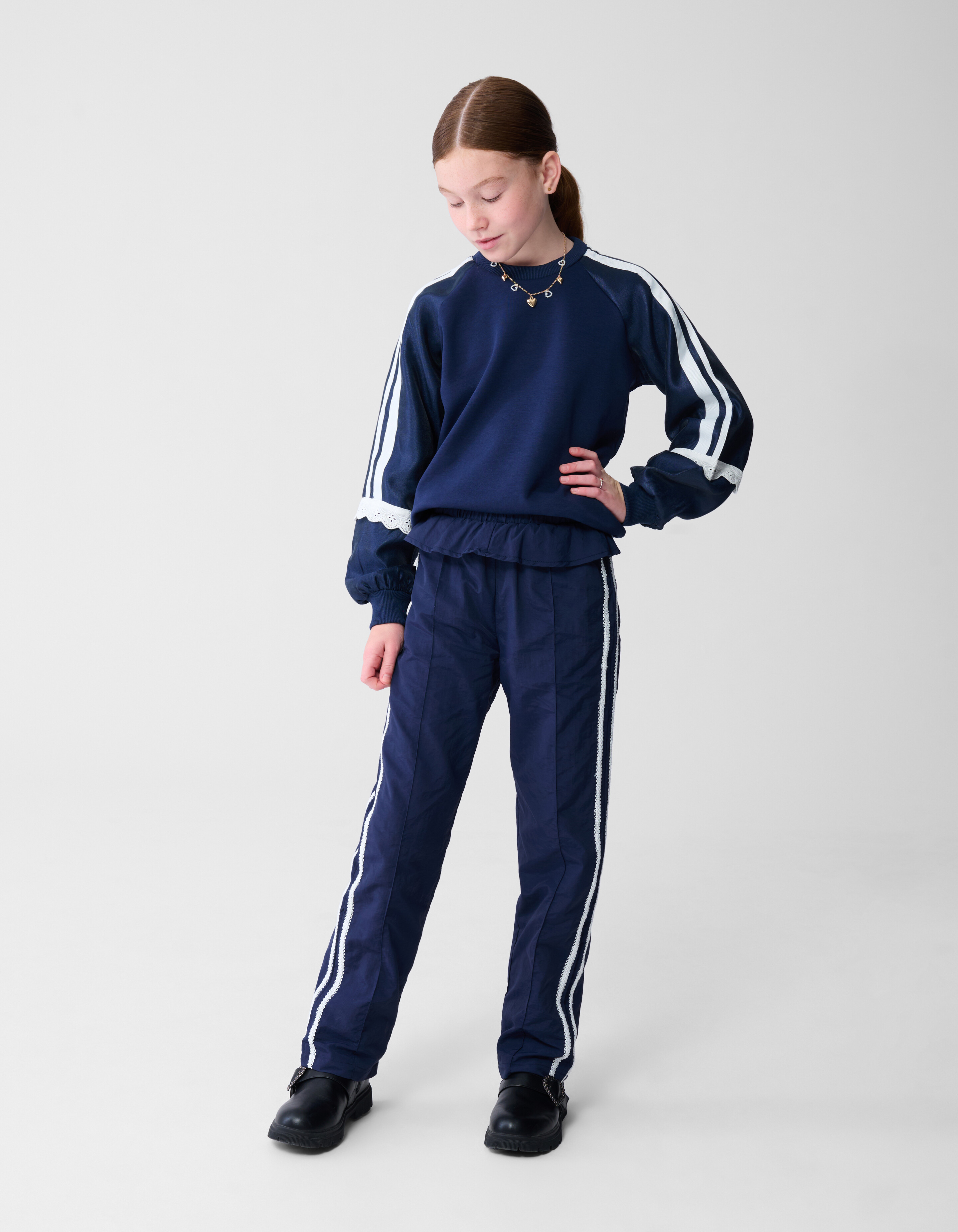 Ruffle Wide Leg Fit Broek Donkerblauw SHOEBY GIRLS