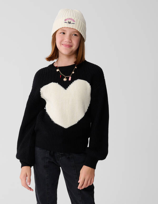 Big Heart Trui Zwart SHOEBY GIRLS