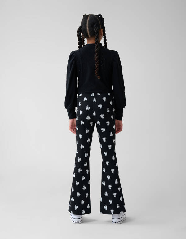 Heart Printed Flared Legging Zwart SHOEBY GIRLS