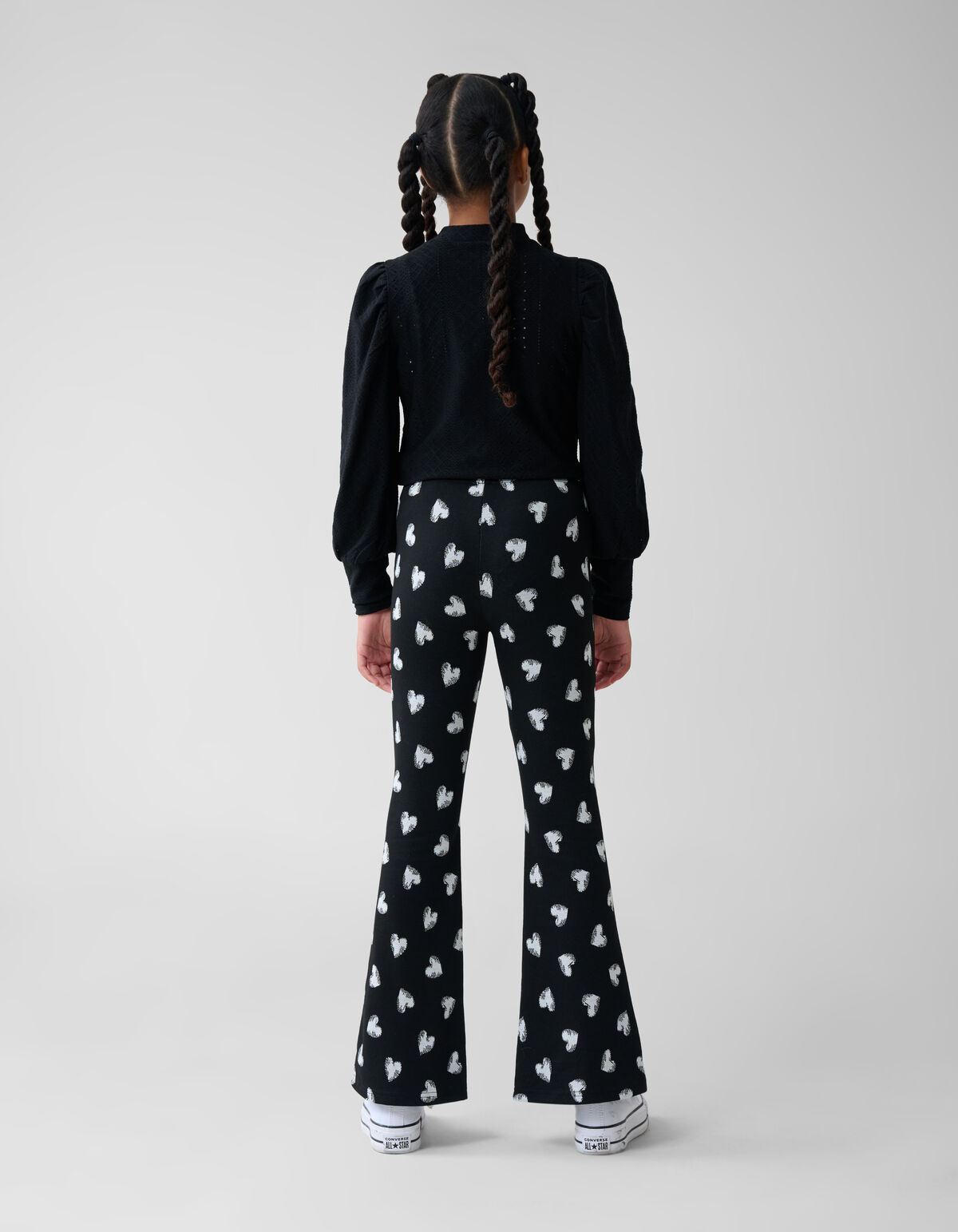 Heart Printed Flared Legging Zwart SHOEBY GIRLS