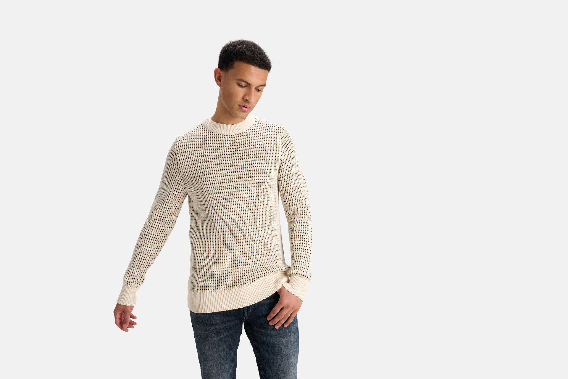 Gedetailleerde Gebreide Trui Beige SHOEBY MEN