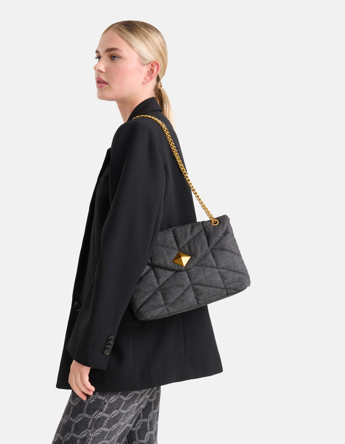 Denim Tas Donkergrijs SHOEBY ACCESSOIRES