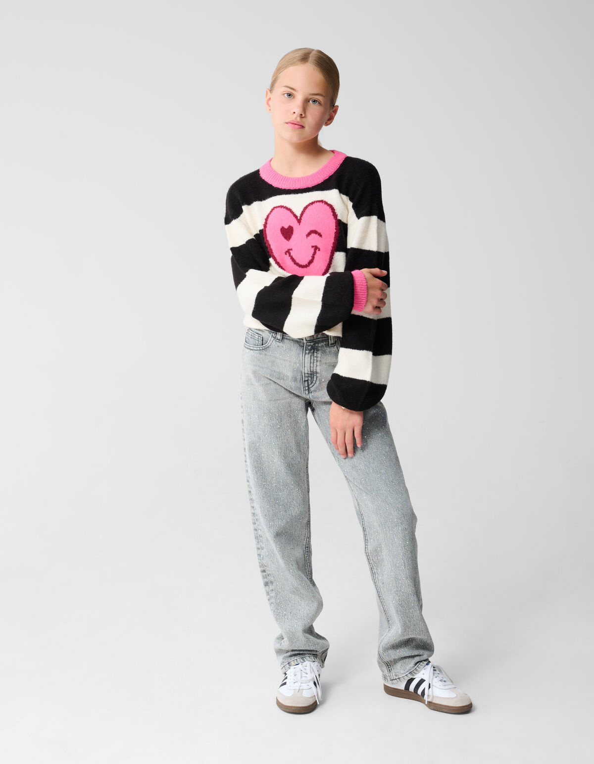 Strass Straight Fit Jeans Lichtgrijs SHOEBY GIRLS