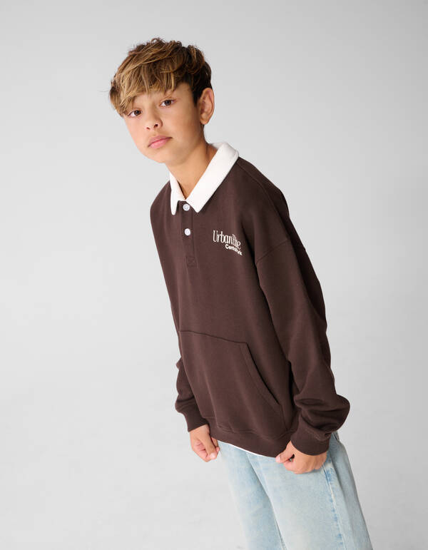 Pocket Polo Sweater Donkerbruin SHOEBY BOYS