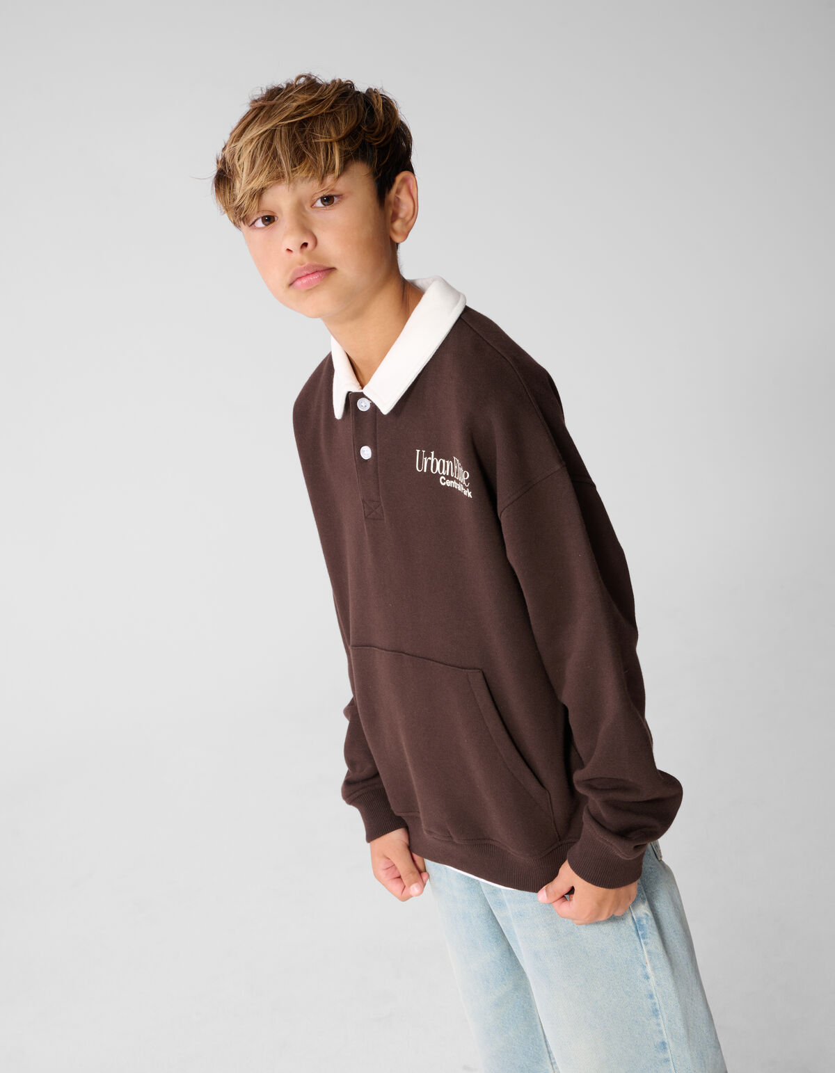 Pocket Polo Sweater Donkerbruin SHOEBY BOYS