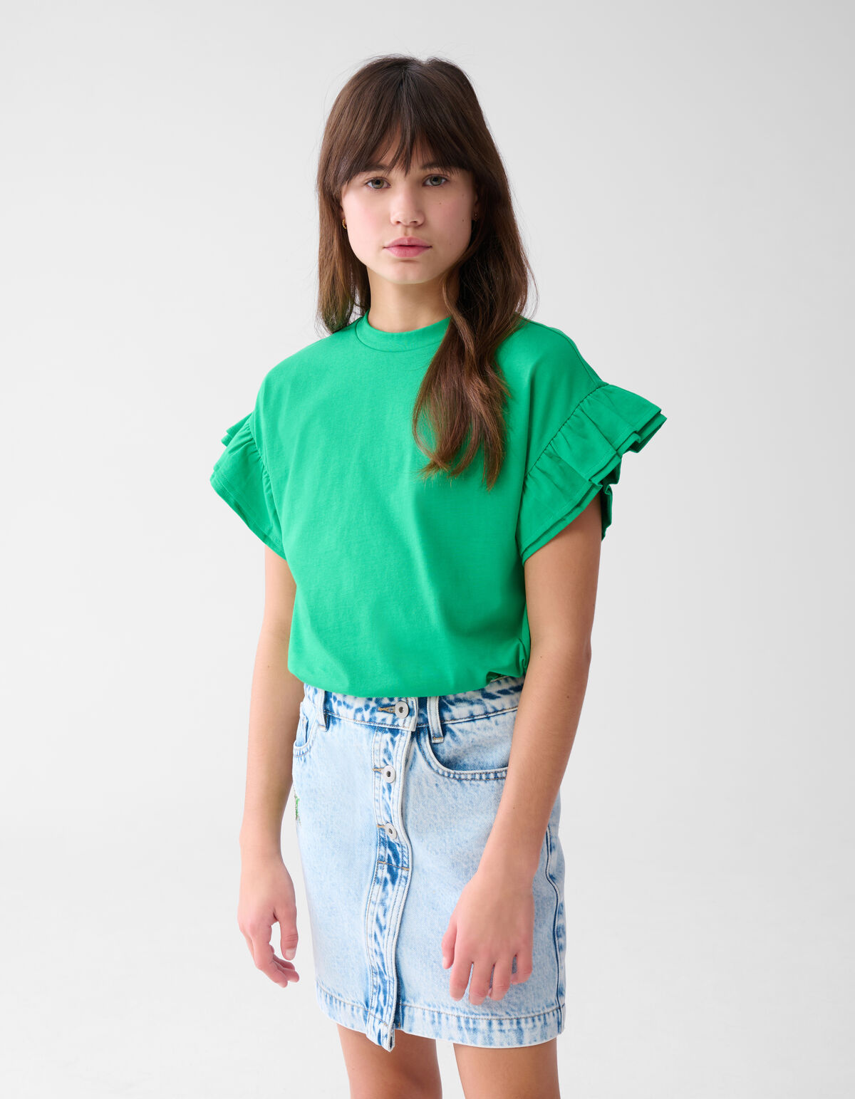 Ruffle T-shirt Groen SHOEBY GIRLS