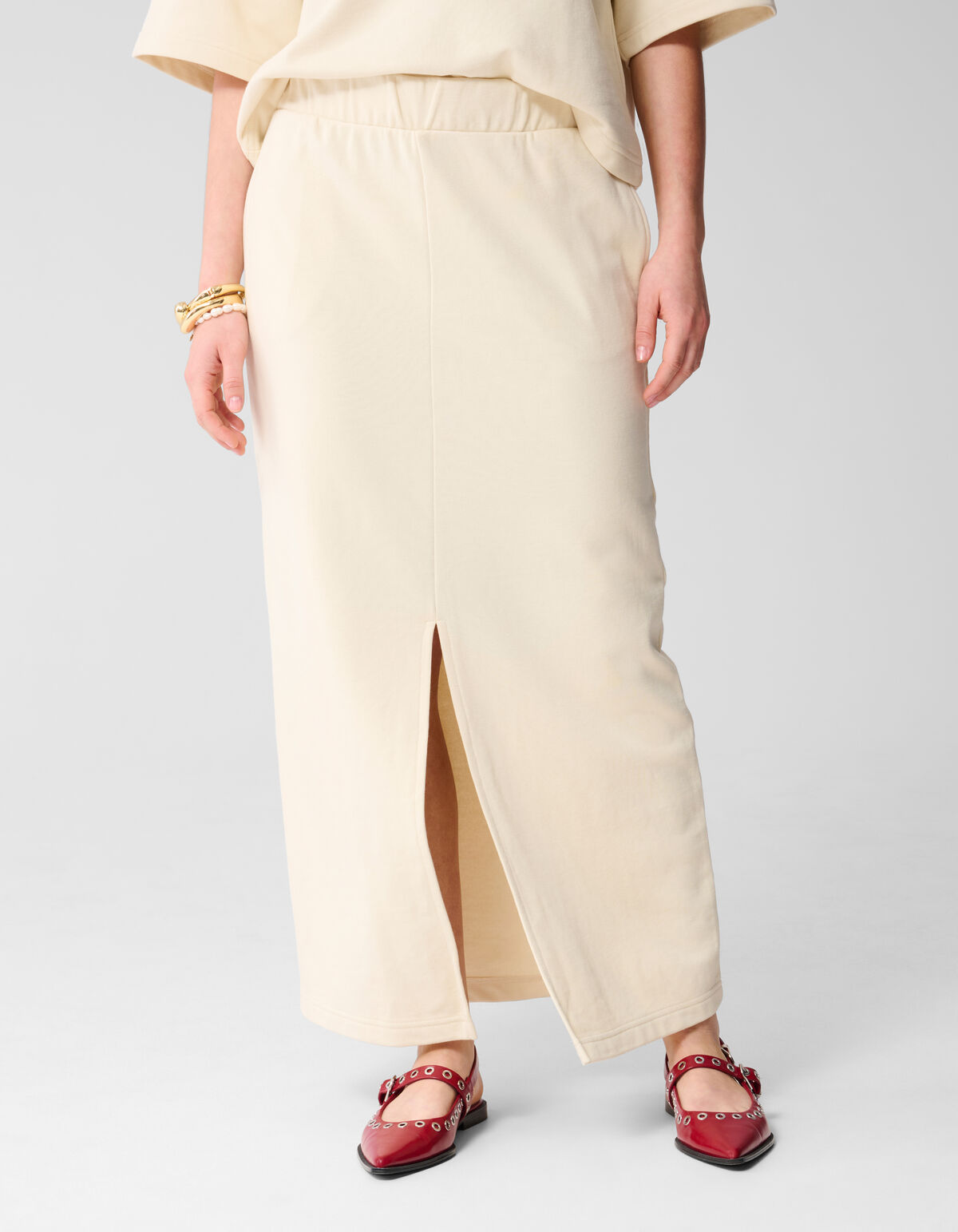 Maxi Sweat Rok Gebroken Wit SHOEBY WOMEN