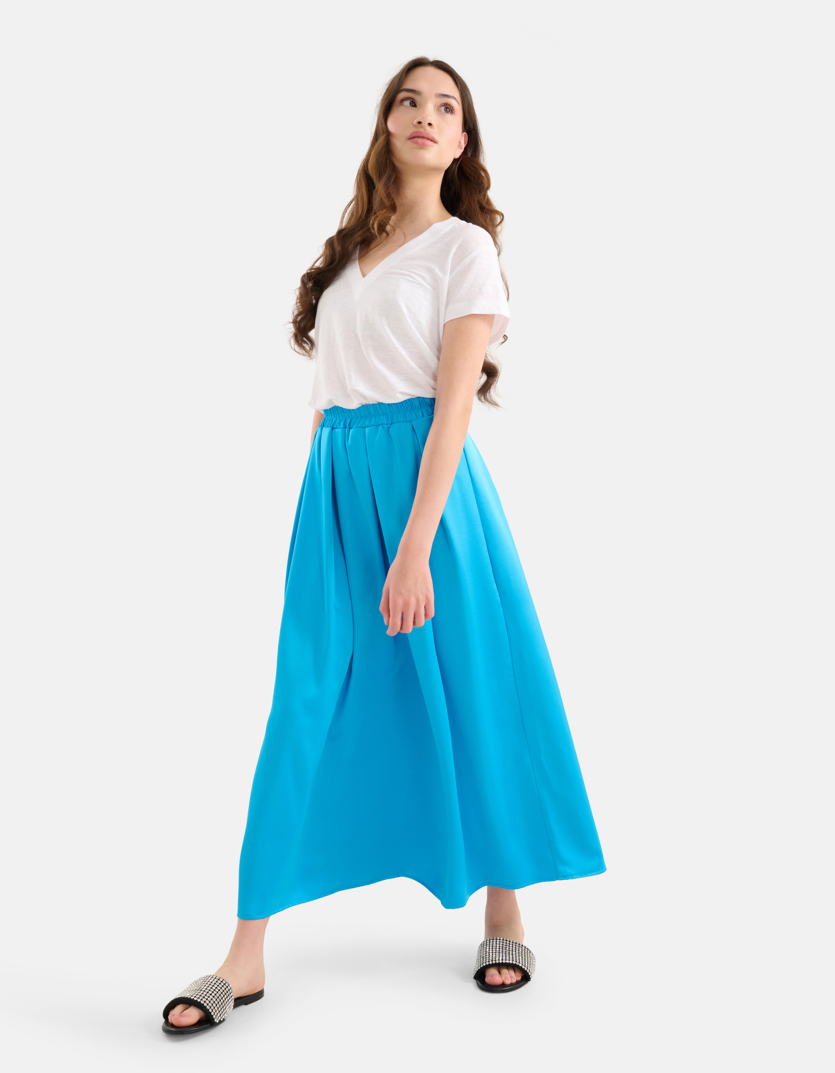 Satijnen Maxi Rok Blauw SHOEBY WOMEN