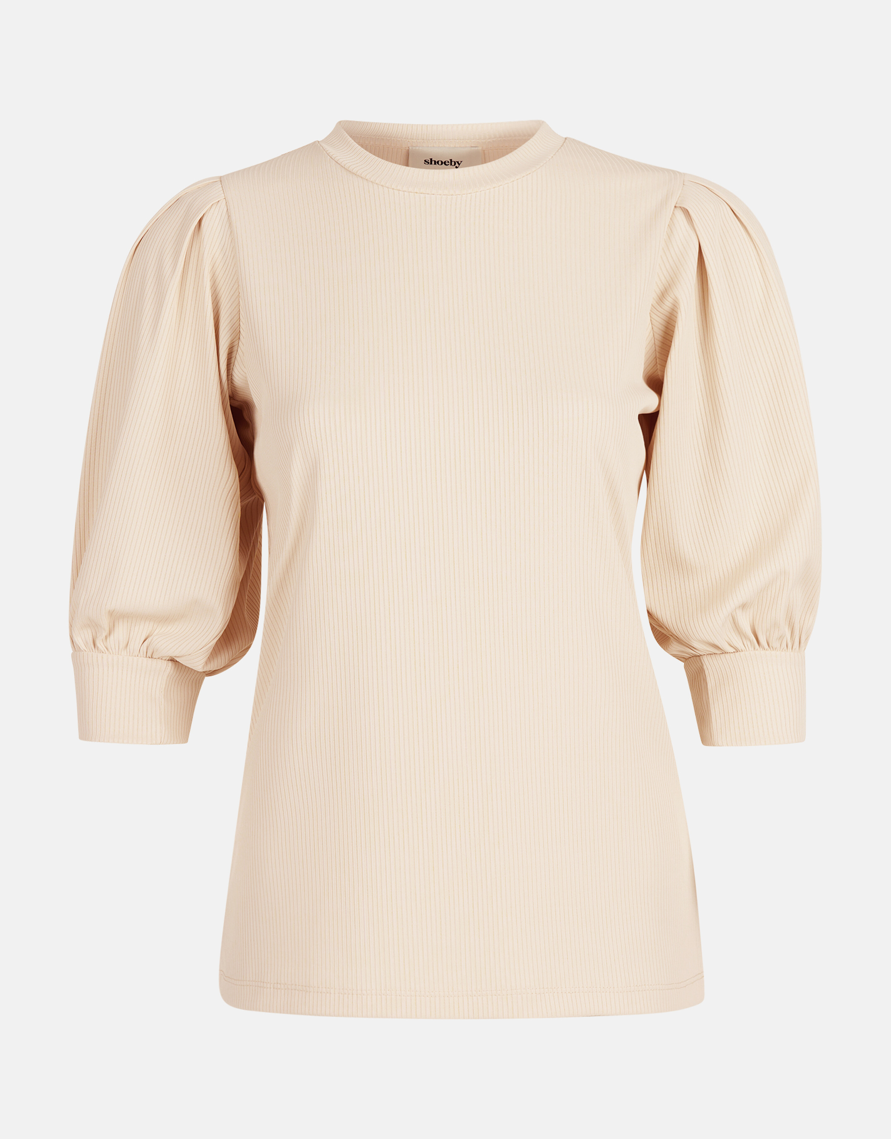 Rib V-hals Top Beige SHOEBY WOMEN