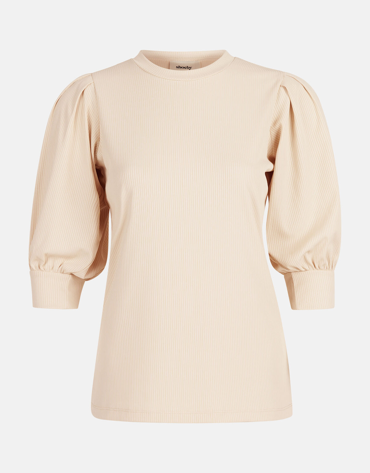 Rib V-hals Top Beige SHOEBY WOMEN