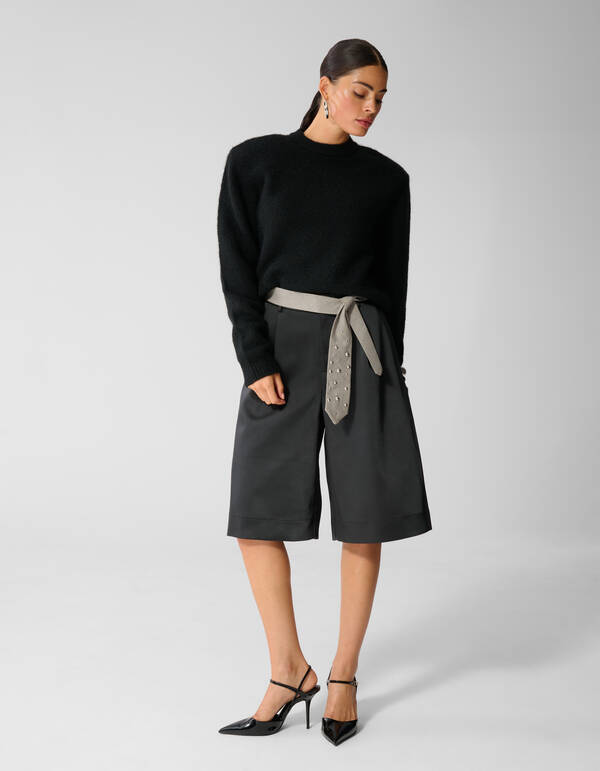 Shoulder Crew Gebreide Trui Zwart SHOEBY WOMEN