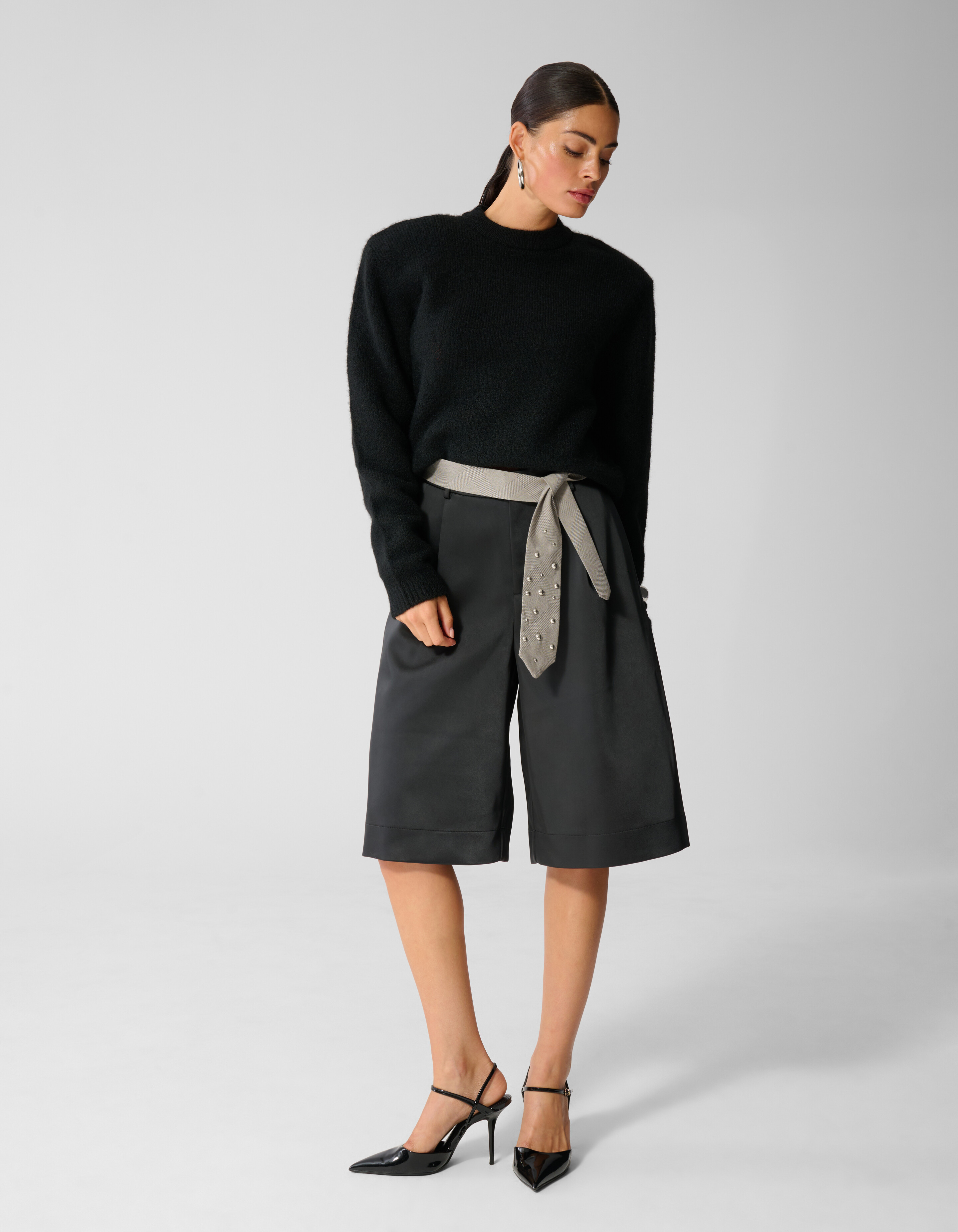 Shoulder Crew Gebreide Trui Zwart SHOEBY WOMEN
