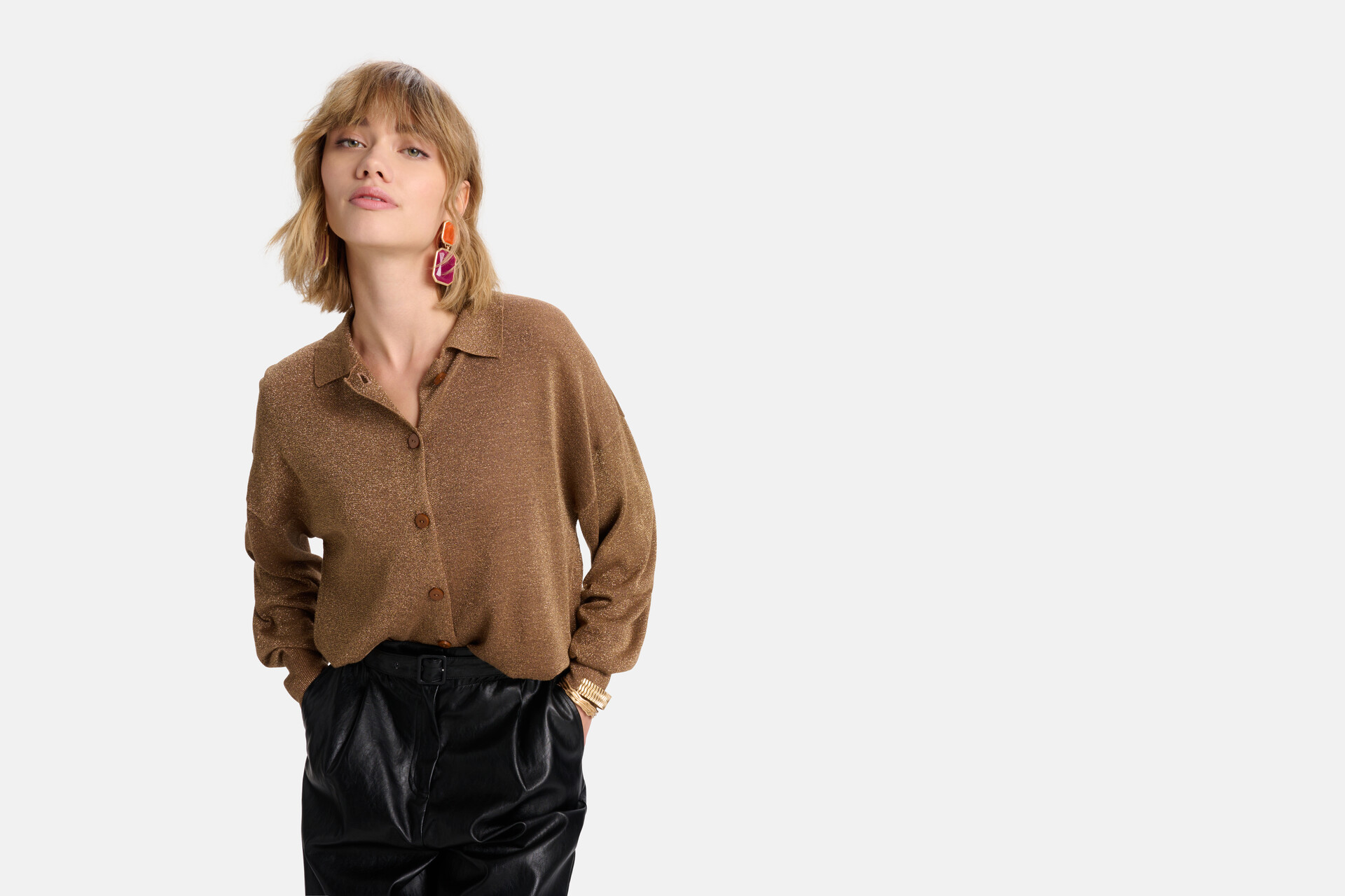 Glitter Blouse Bruin SHOEBY WOMEN