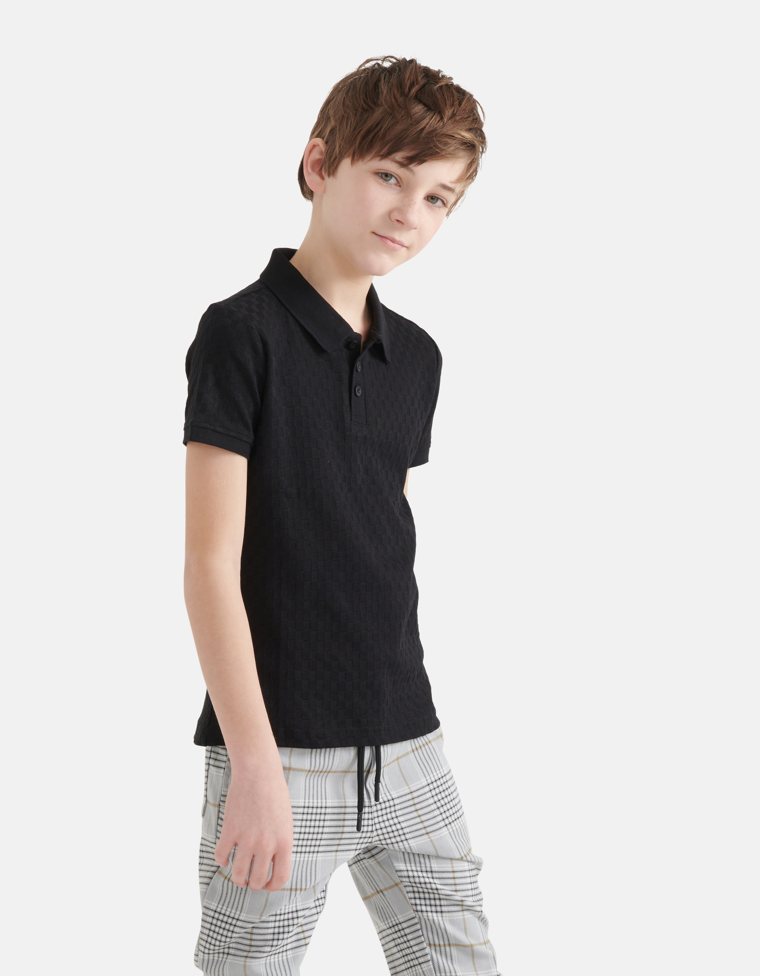 Blok Structuur Polo Zwart SHOEBY BOYS