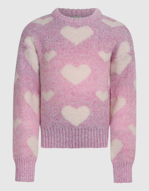 Heart Print Gebreide Trui Roze SHOEBY GIRLS