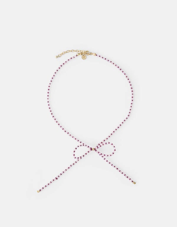 Beaded Strik Ketting Donkerrood SHOEBY ACCESSOIRES