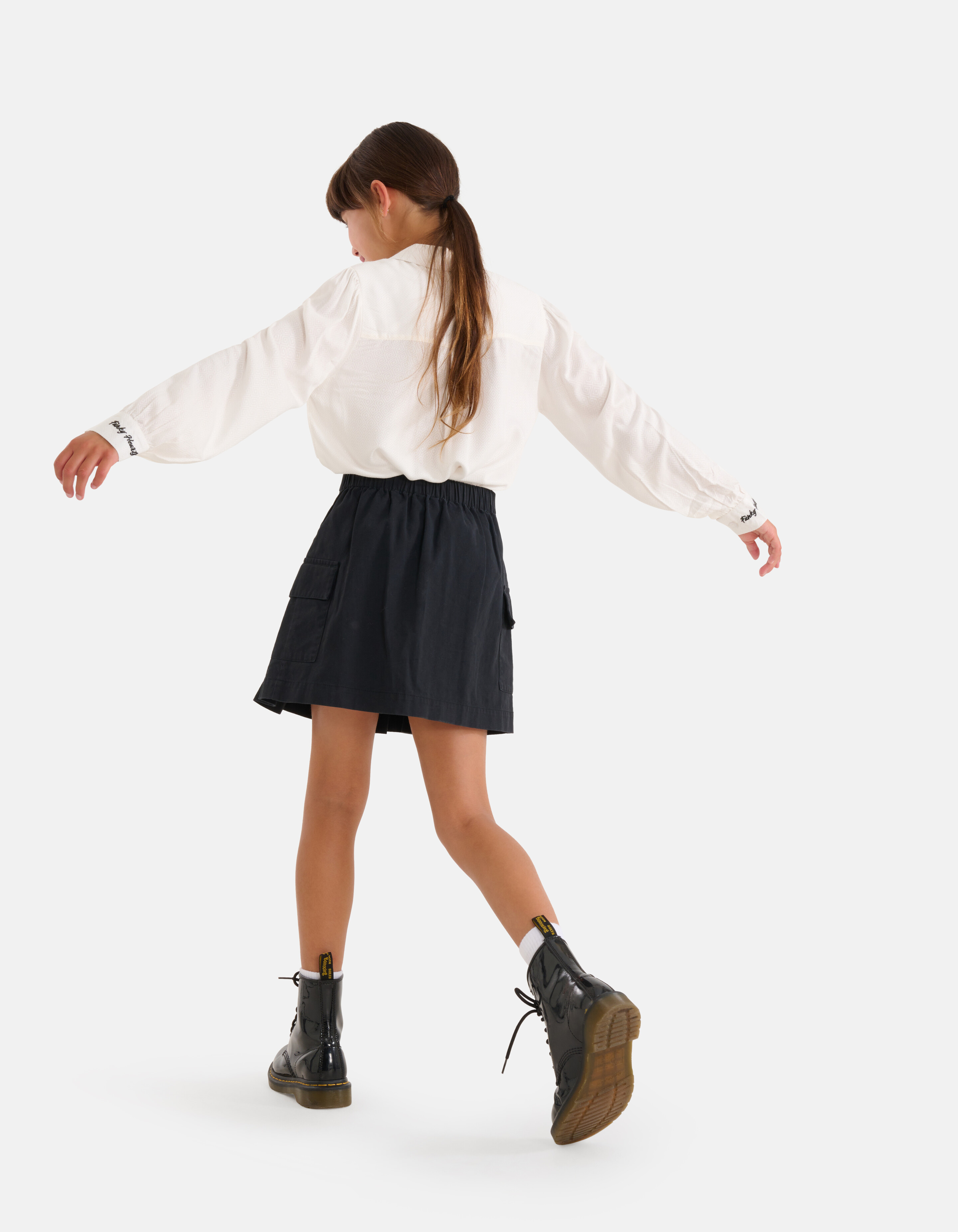 Embroidery Tekst Blouse Wit SHOEBY GIRLS