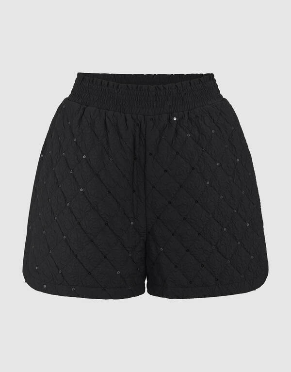 Quilted Embellished Short Zwart SHOEBY WOMEN
