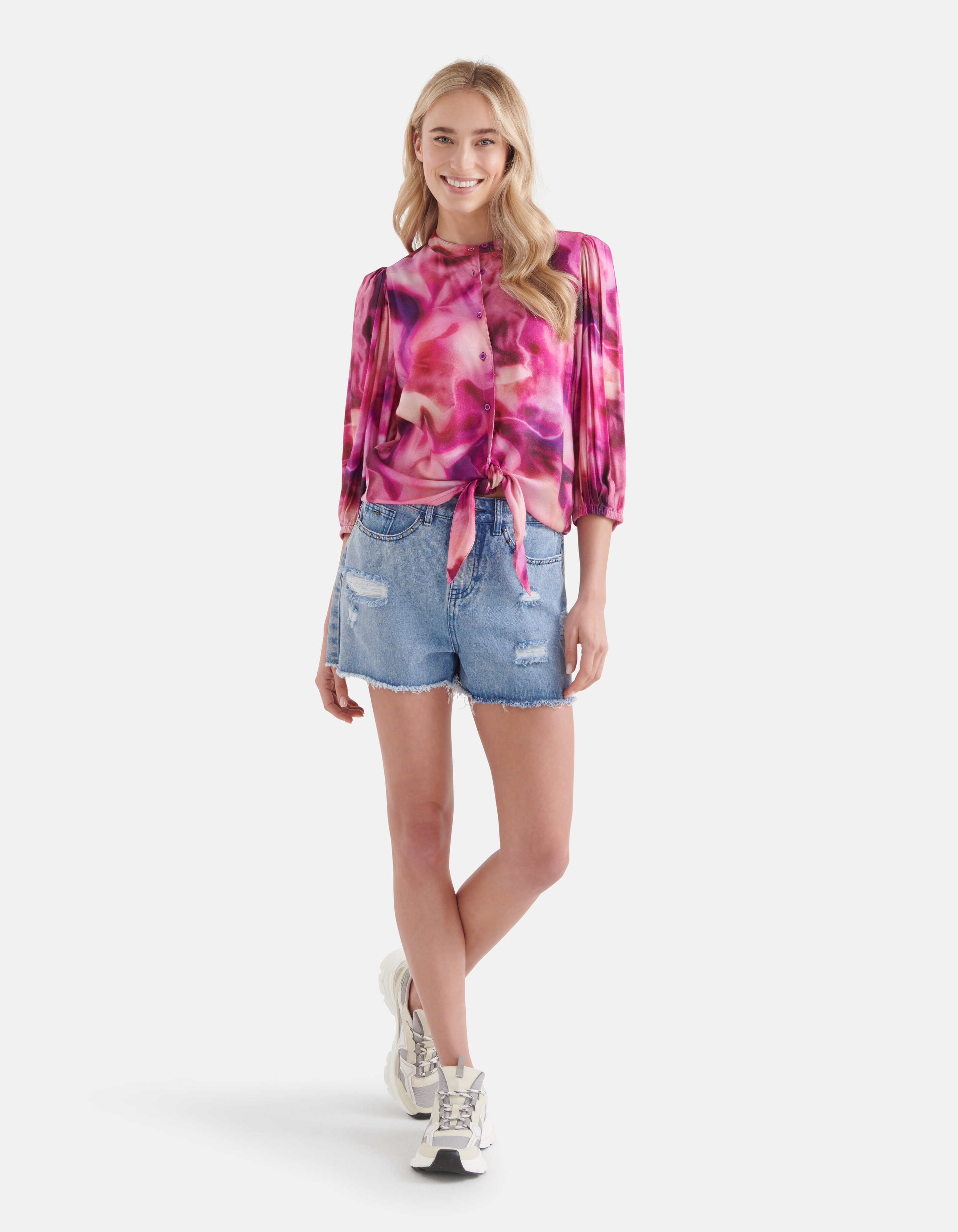 Tie Dye Print Blouse Roze SHOEBY WOMEN
