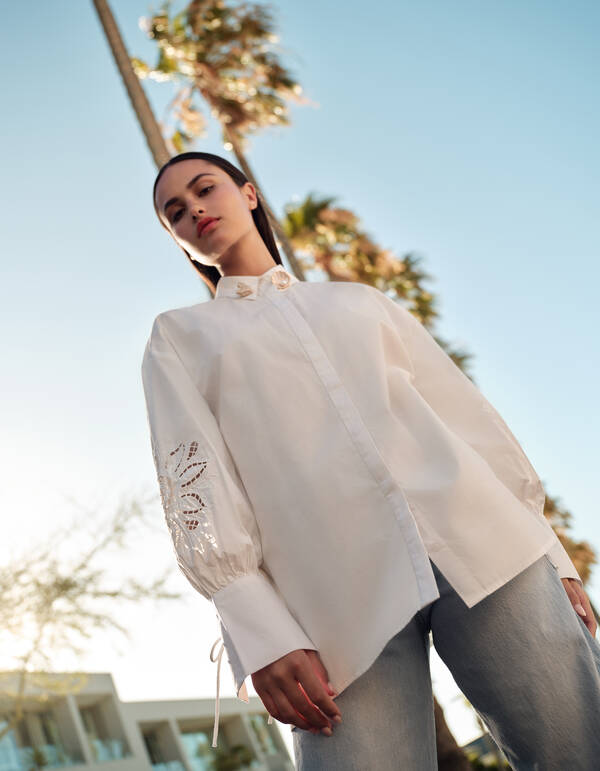 Embroidery Blouse Wit SHOEBY WOMEN