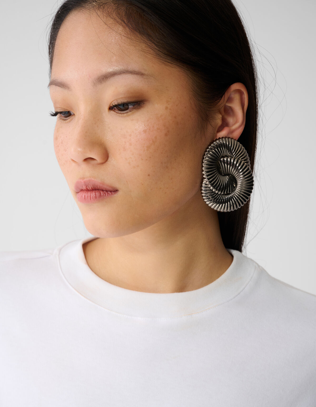 Spiral Oorbellen Zilver/Zwart SHOEBY ACCESSOIRES