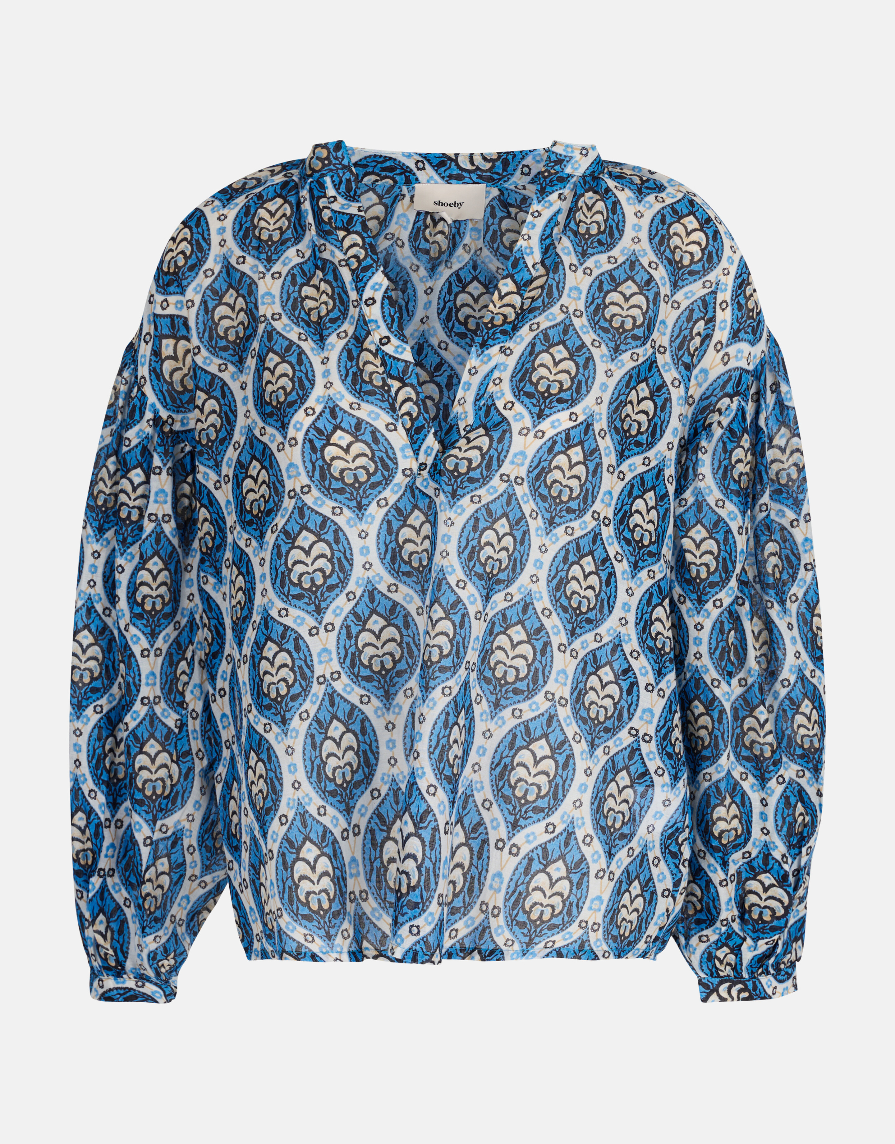 Printed Voile Blouse Blauw SHOEBY WOMEN