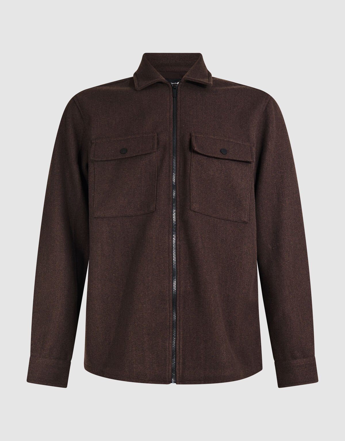 Soft Zip Overshirt Donkerbruin SHOEBY MEN