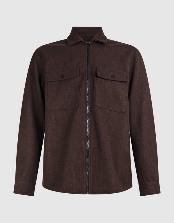 Soft Zip Overshirt Donkerbruin SHOEBY MEN