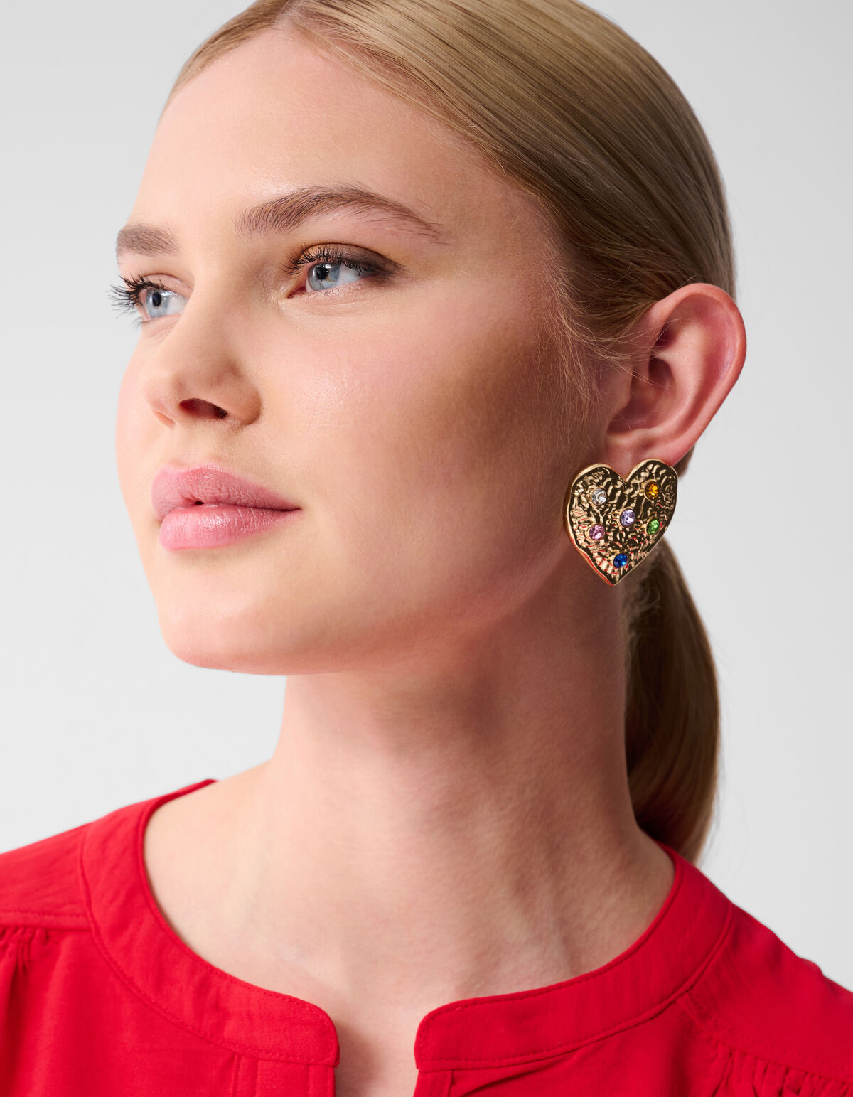 Strass Heart Oorbellen Goud SHOEBY ACCESSOIRES