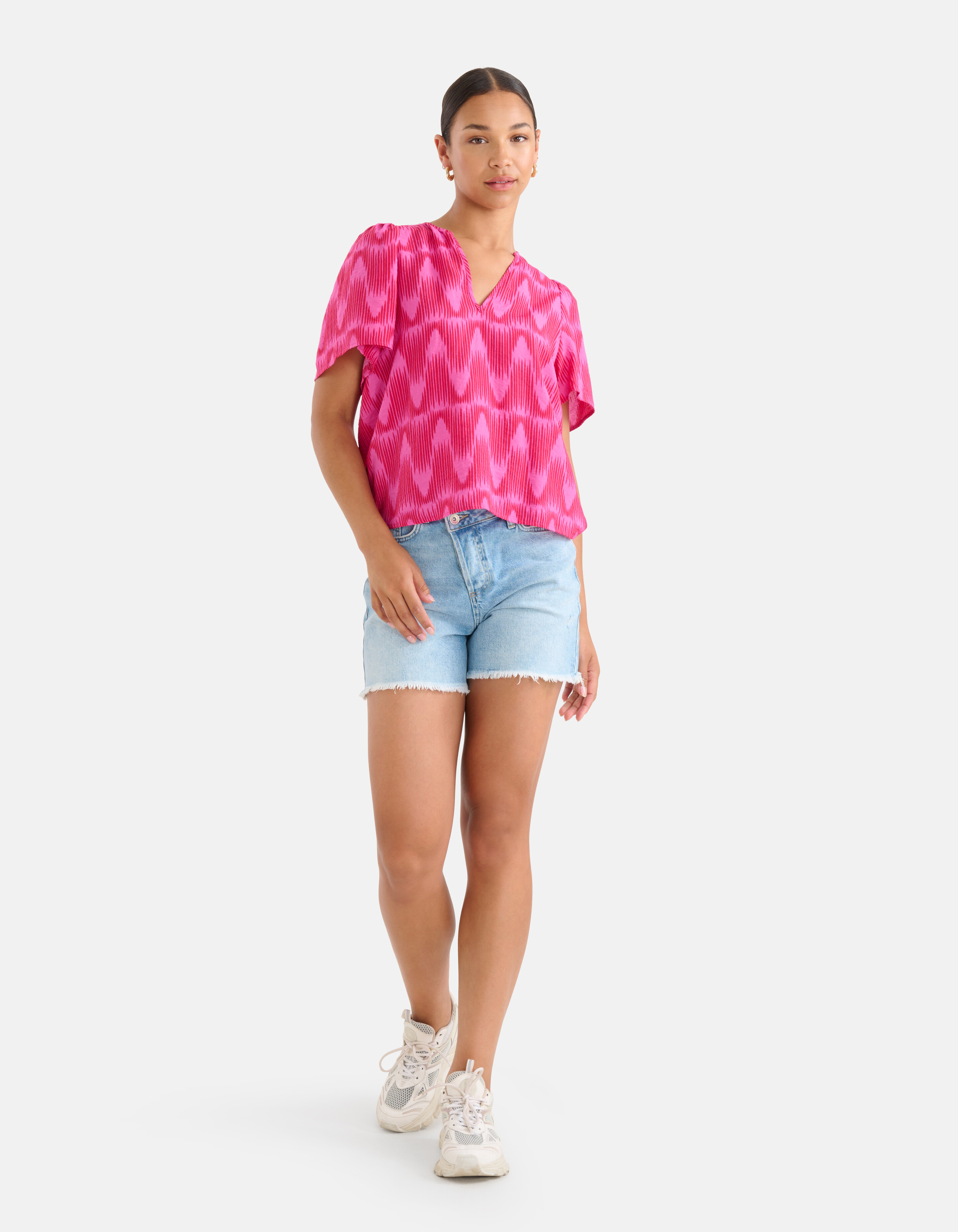 Grafische Print Top Roze SHOEBY WOMEN