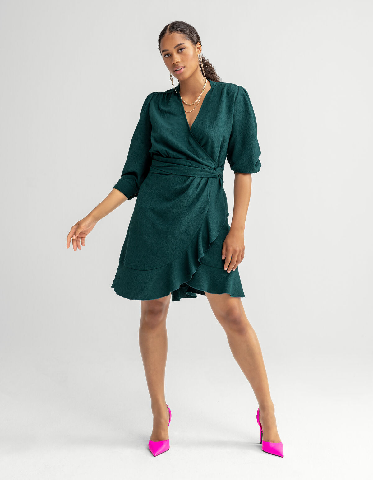 Gedrapeerde Jurk Groen By Fred SHOEBY WOMEN