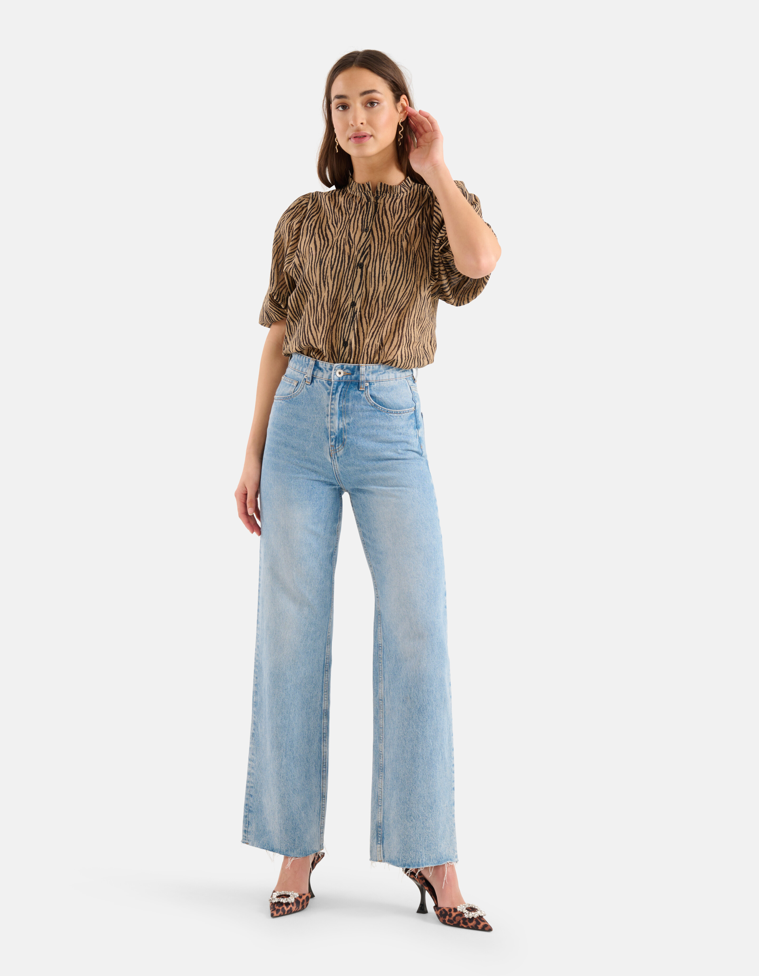 Zebra Voile Blouse Bruin SHOEBY WOMEN