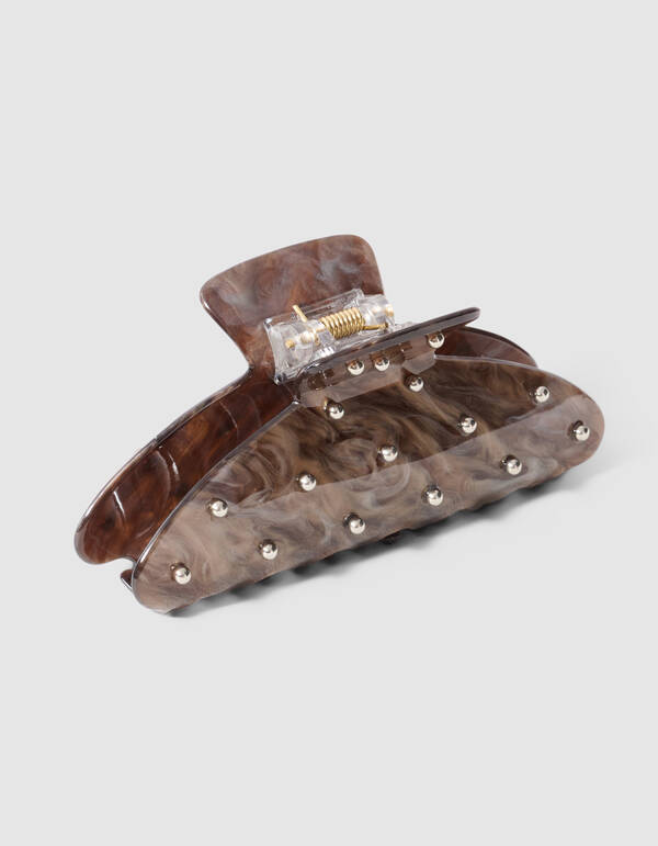 Big Studded Haarclip Bruin SHOEBY ACCESSOIRES