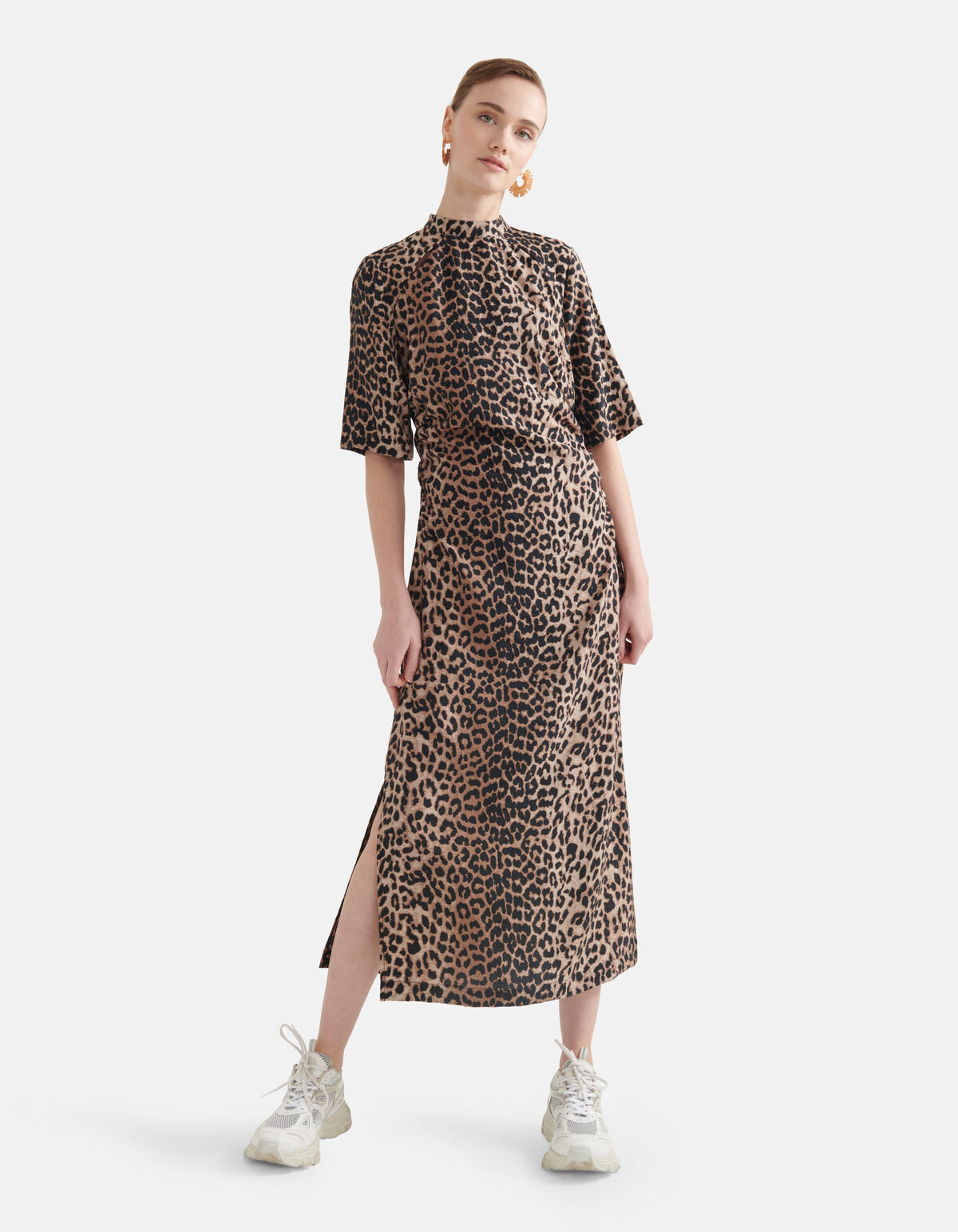 Printed Leopard Jurk Bruin SHOEBY WOMEN