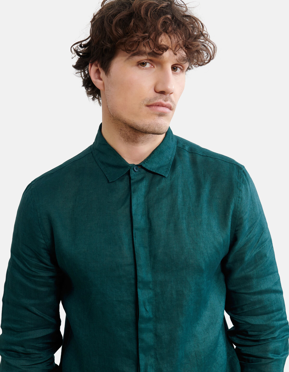 Linnen Overhemd Donkergroen SHOEBY MEN
