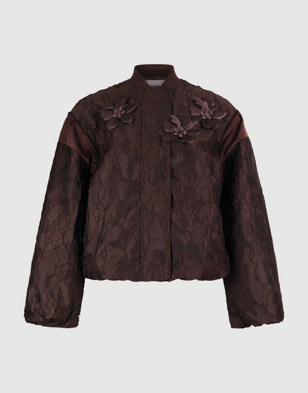 Flower Jacquard Bomber Donkerbruin SHOEBY WOMEN