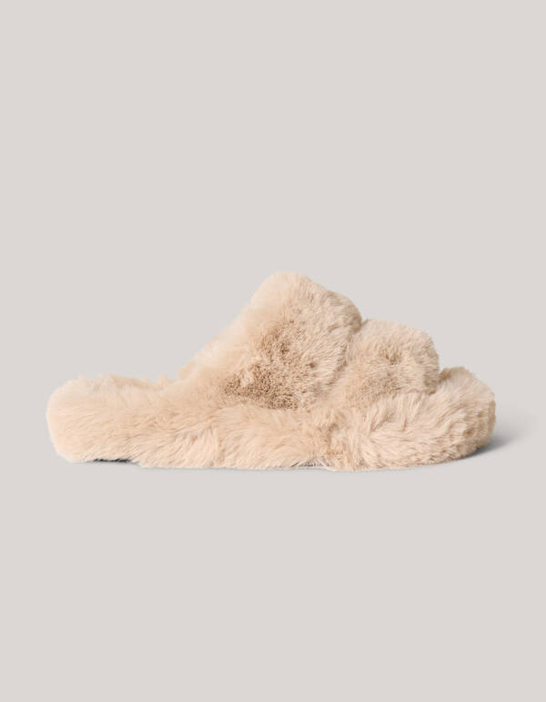 Fluffy Slippers Lichtbruin SHOEBY SHOES