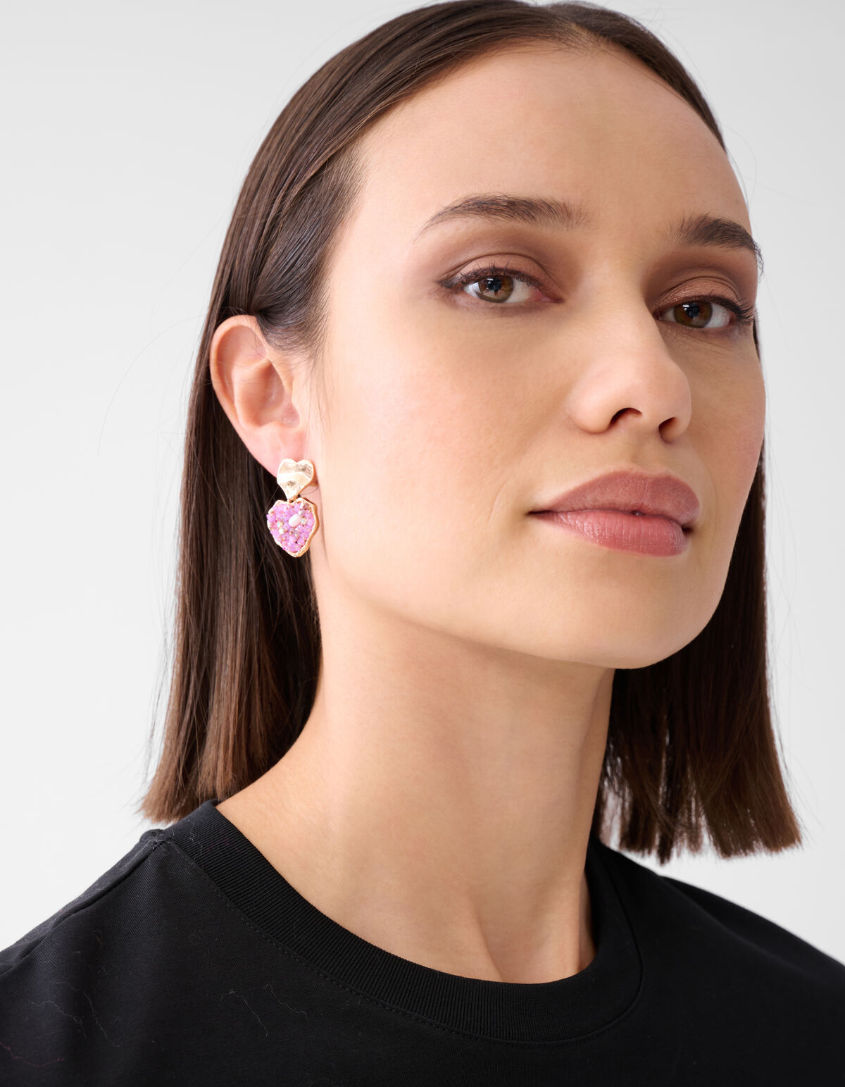 Beaded Heart Oorbellen Roze SHOEBY ACCESSOIRES