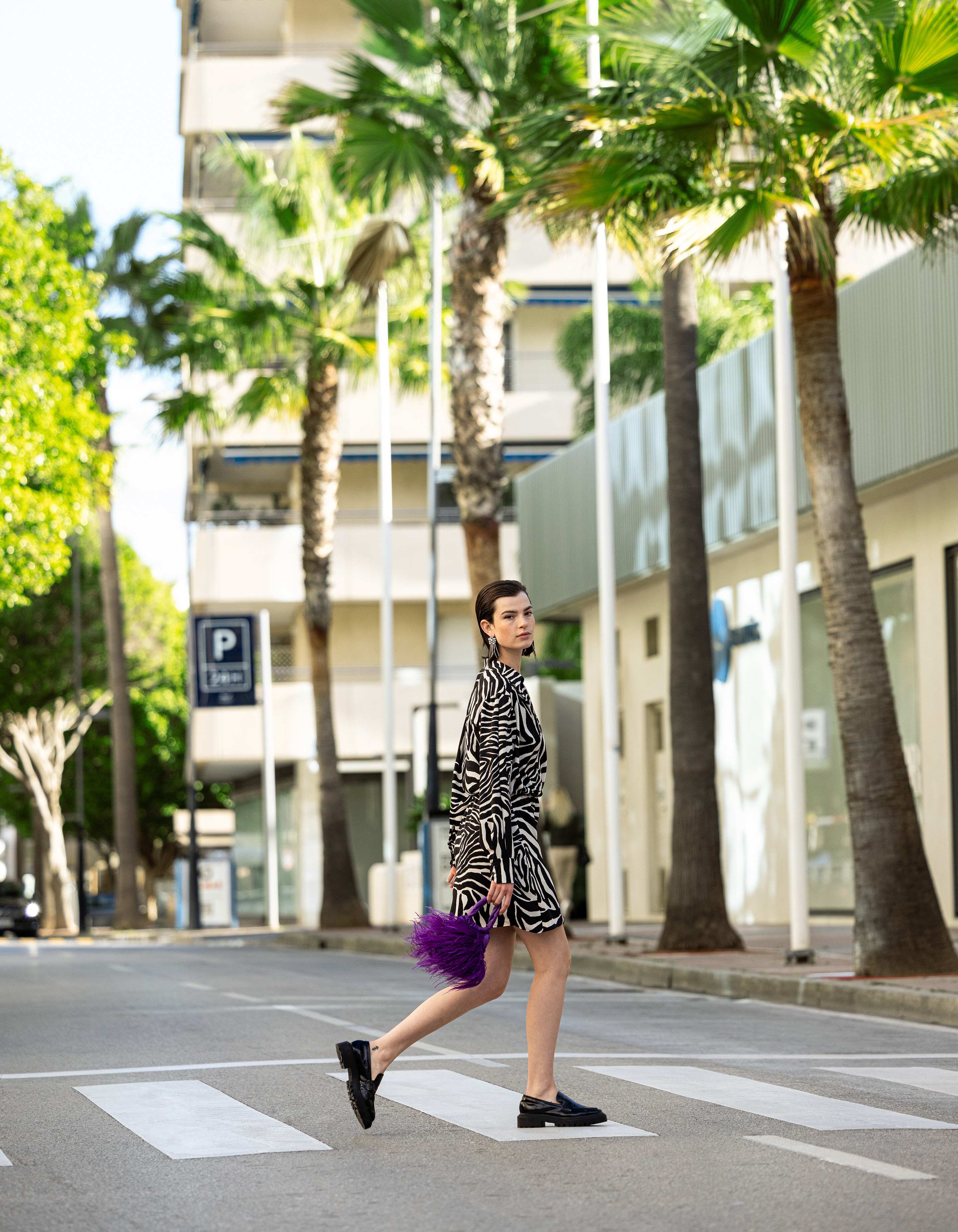 Zebra Print Jurk Zwart/Wit SHOEBY WOMEN