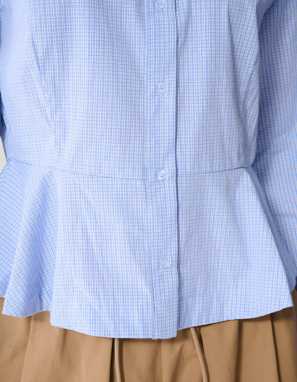 Poplin Peplum Blouse Blauw SHOEBY WOMEN