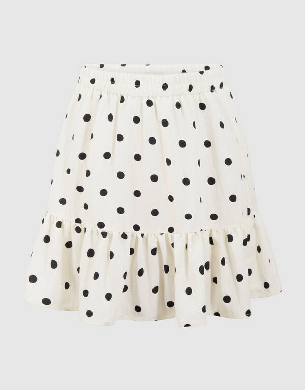 Polkadot Mini Rok Gebroken Wit SHOEBY GIRLS