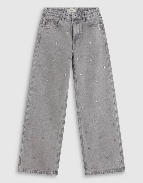 Studded Wide Leg Fit Jeans Grijs SHOEBY GIRLS