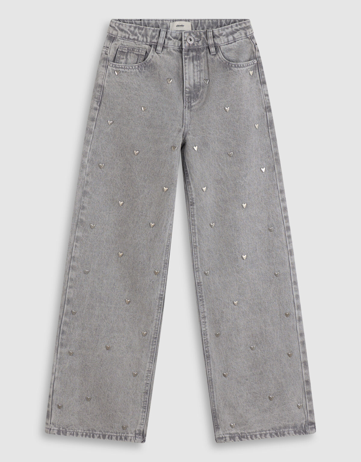Studded Wide Leg Fit Jeans Grijs SHOEBY GIRLS